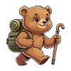 Cute Hiking Bear Animal Trekking Art