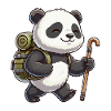 Cute Hiking Panda Bear Trekking Art