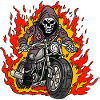 Skeleton Motorcycle Flames