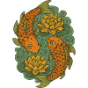 Koi and Lotus Circle Art