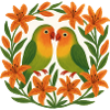 Lovebirds in Orange Lily Frame