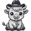 Cow with cowboy hat cartoon