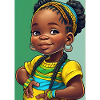 Buntes Afro-Kind in Zöpfen