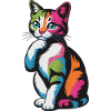 Nachdenkliche Pop-Katze Farbexplosion