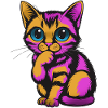Bunter nachdenklicher Kater Neonfarben