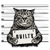 Gangster Cat – Guilty Mugshot Halftone Art