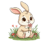 Cuddly bunny with flower