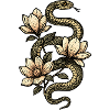 Snake & Magnolia Nature Tattoo