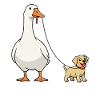 Goose Dog Duo on Leash Ribbon