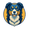 Australian Shepherd Dog Kawaii Cartoon Clipart