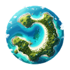 Île circulaire tropicale dans l’océan