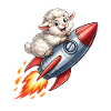 Wool sheep on rocket flight