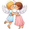 Deux anges amoureux – étreinte céleste