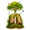 Tree grows from green lungs