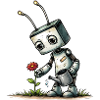 Robot watering a flower