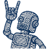 Retro Robot Horns Line Art