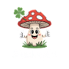 Champignon chanceux drôle avec trèfle