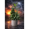 Plant in the storm light