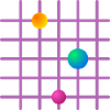 Coloured ball grid in grid design