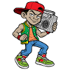 Hiphop 1980'er Kid med Boombox