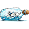 Flaschenboot auf hoher See