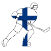 Eishockeyspieler mit der Flagge Finnlands