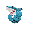 Blauer Muskelhai Gym Fighter