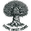 Treehouse Woodcut Forest Picture
