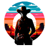 Desert Cowboy Sunset Silhouette