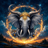 Celestial Elephant with Golden Crown