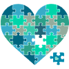 Puzzleherz Blaugrün