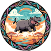Cheerful Hippo in Africa Safari Sunset