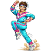 Energetic retro aerobics man