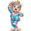 Cheerful retro aerobics kid