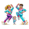 Retro aerobics family in motion