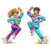Retro aerobic couple in motion