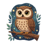 Nocturnal owl on branch