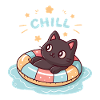 Black Cat in Pastel Buoy CHILL