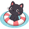 Kitten swimmer on buoy