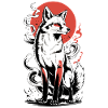 Powerful fox with sun