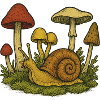 Whimsical Mushroom Snail Sketch