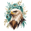 Eagle head with flower wreath