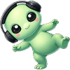 Alien Alien med hovedtelefoner Techno Dancing