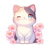 Kawaii Winking Cat Sakura Japan Style