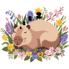Capybara Schlafshirt mit Blumen Frühling