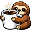 Faultier mit Kaffee-Becher