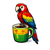 Tropical parrot on a coffee mug