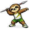 Speerwerfender Sloth Sportheld
