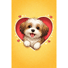 Love Dog Puppy in Heart Frame