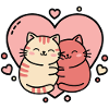 Heartfelt Cat Hug Duo